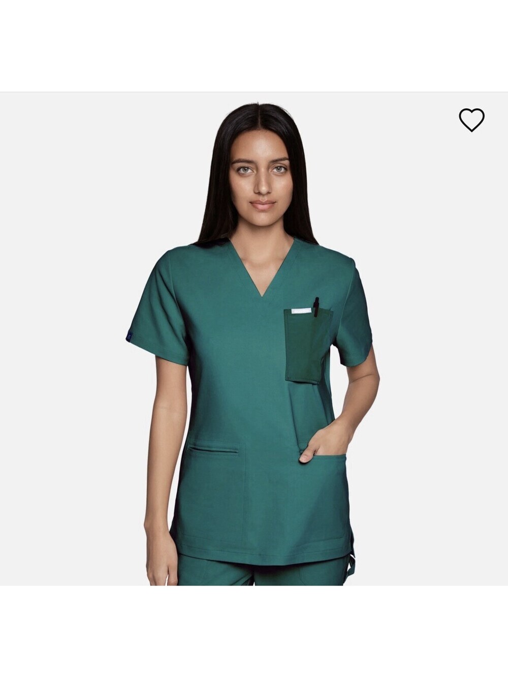 acadia Women’s Alice Three-Pocket Scrub Top Size M V-Neck Hunter Green Free Bag